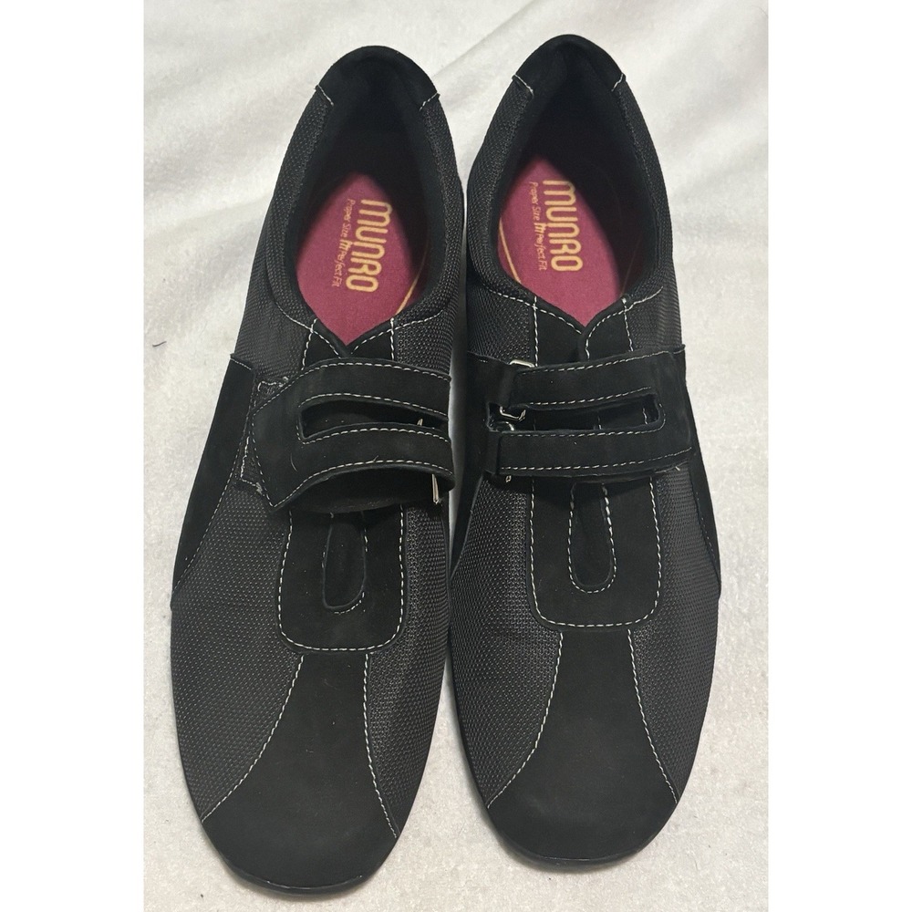 NEW Munro Joliet Black Leather Suede Fabric Shoes Size 9.5 M Comfort Walking